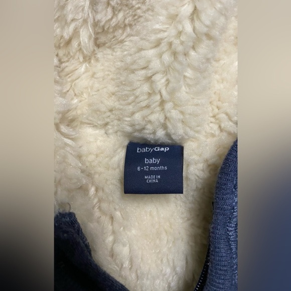 Baby Gap Sherpa Lined Hoodie Zip Up 6-12M - Picture 2 of 7